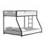 Lit double superposé au dessus d'un lit double en métal de style contemporain avec structure en métal et finition noire prête pour le matelas