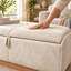 Pouf de rangement en velours Canterbury avec couvercle relevable et base imitation bois-2130992027