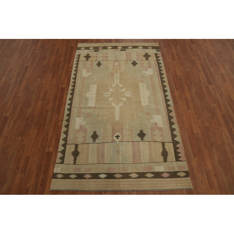 Tapis kilim en laine à tissage plat Earth Tones 5 x 8
