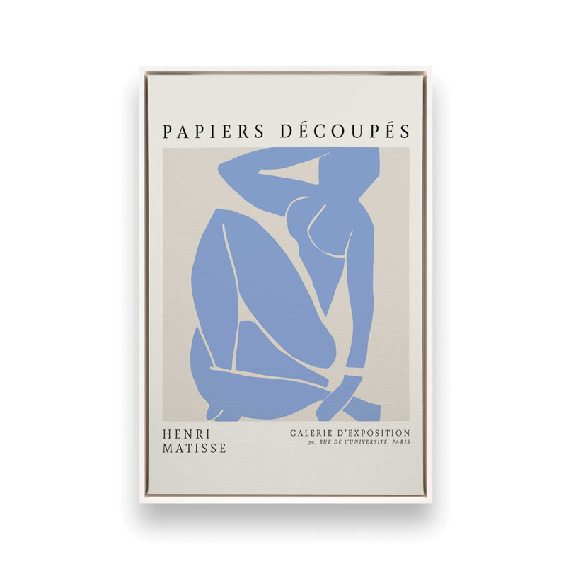 Blue Nude III Matisse, affiche d'art, H 18,75 po x l 12,75 po, Cadre flottant blanc opaque