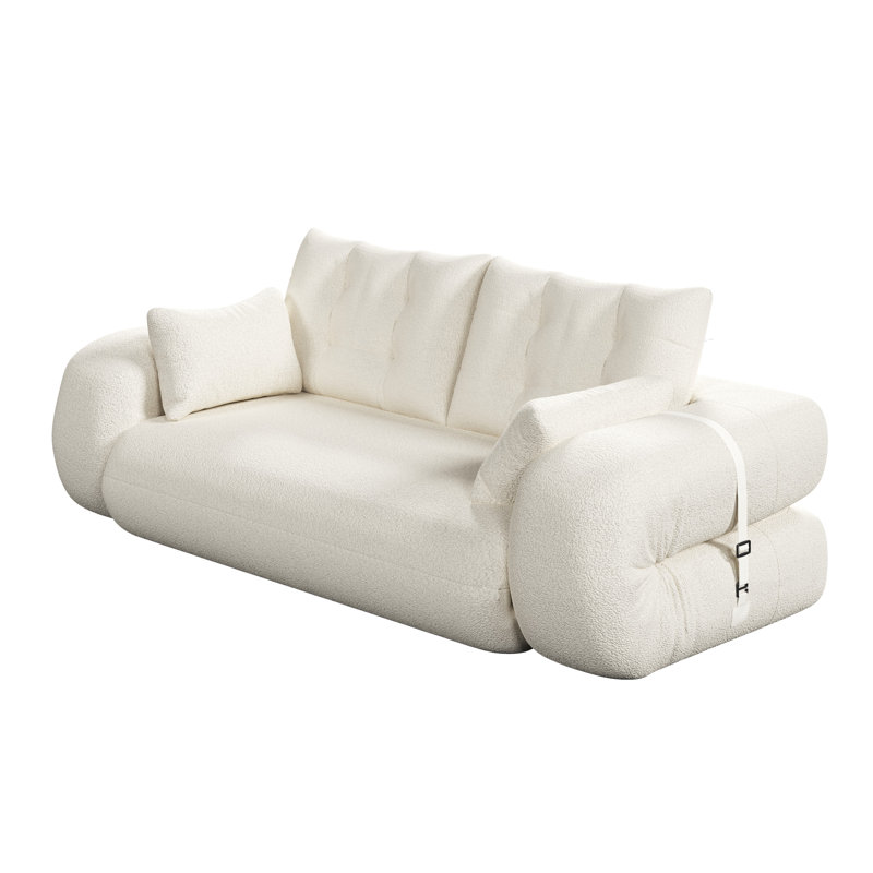 Canapé paresseux 78,7 po pour chien paresseux - 3-en-1 Canapé-lit pliable multifonctionnel en tissu avec appui-tête et coussin lombaire pour le salon, le lit d'invité, la salle de jeux - beige / blanc