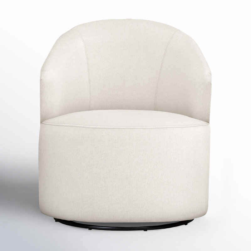 Fauteuil demi-tonneau pivotant rembourré Deryn, Chenille Crypton® neige Nomad