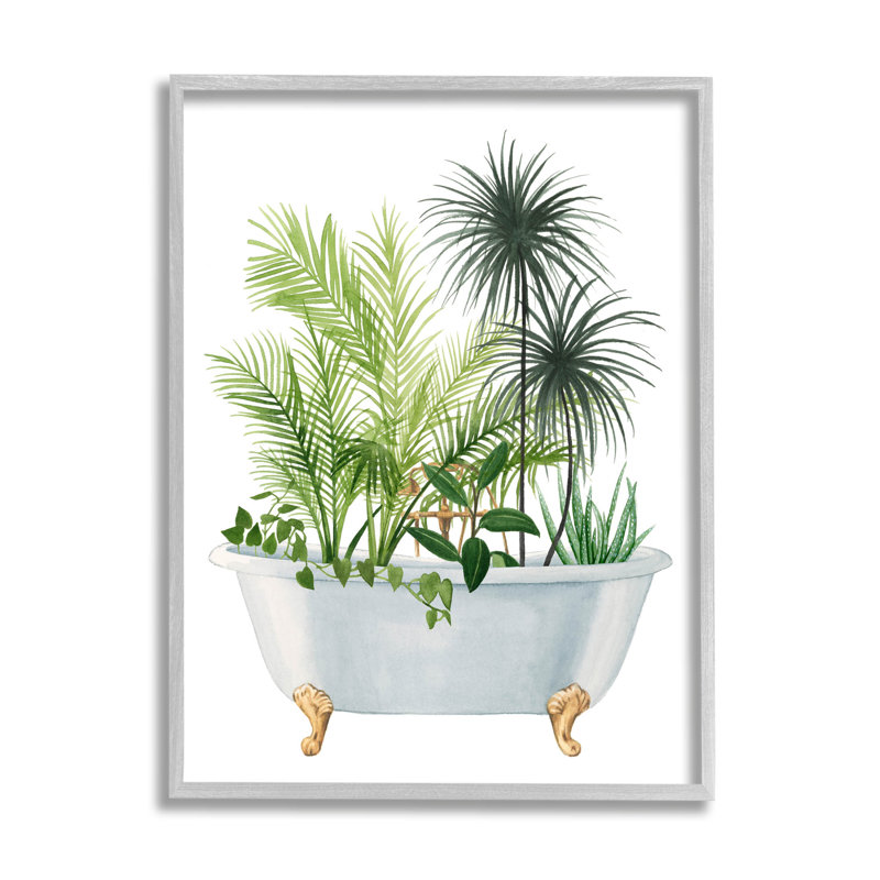 «Mixed Plant Leaves Antique Bath Tubing Grey Giclee», art mural texturé par Grace Popp, H 20 po x l 16 po x P 1,5 po