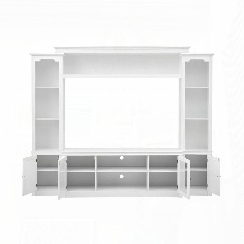 Meuble télé tout-en-un avec bibliothèque pour téléviseur de 65 ans ou moins (blanc), Blanc