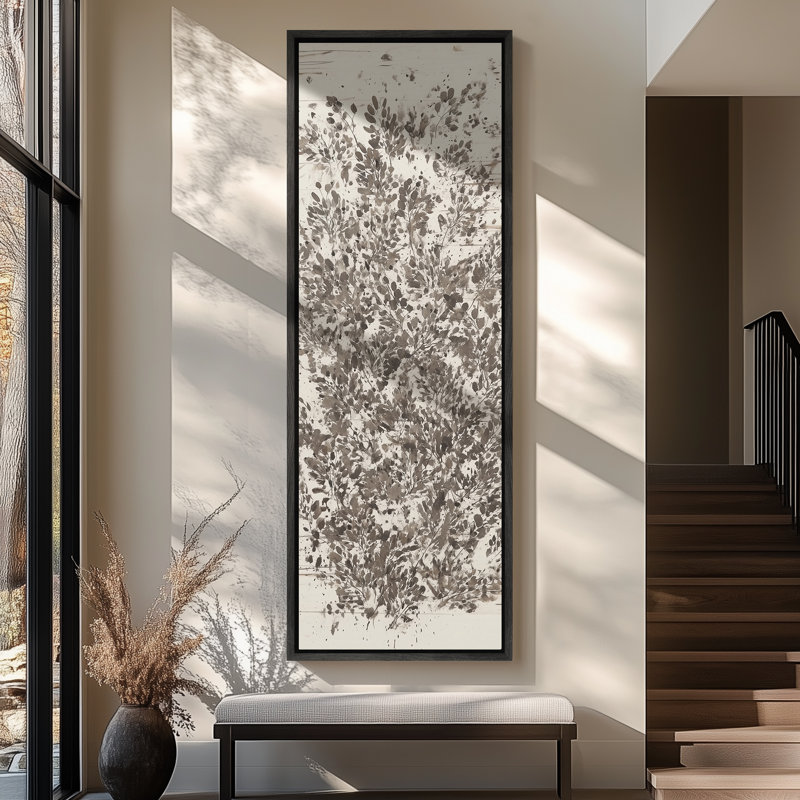 Illustration détaillée de la ligne botanique dans un style classique - grande impression encadrée sur toile de la chambre principale