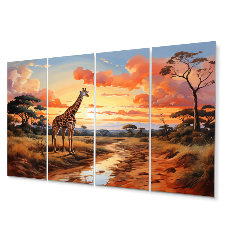 DesignArt African Girafes In Savanna II 4 Pieces - Wayfair Canada