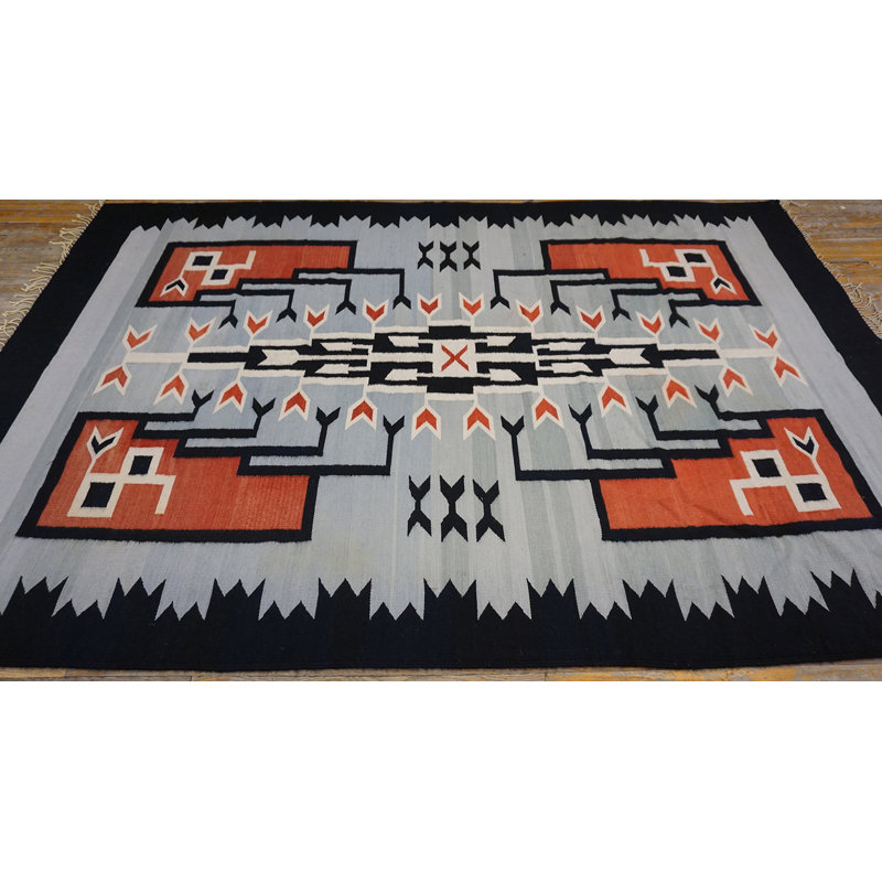 Antique Mexico Geometric Flat Weave Rug
