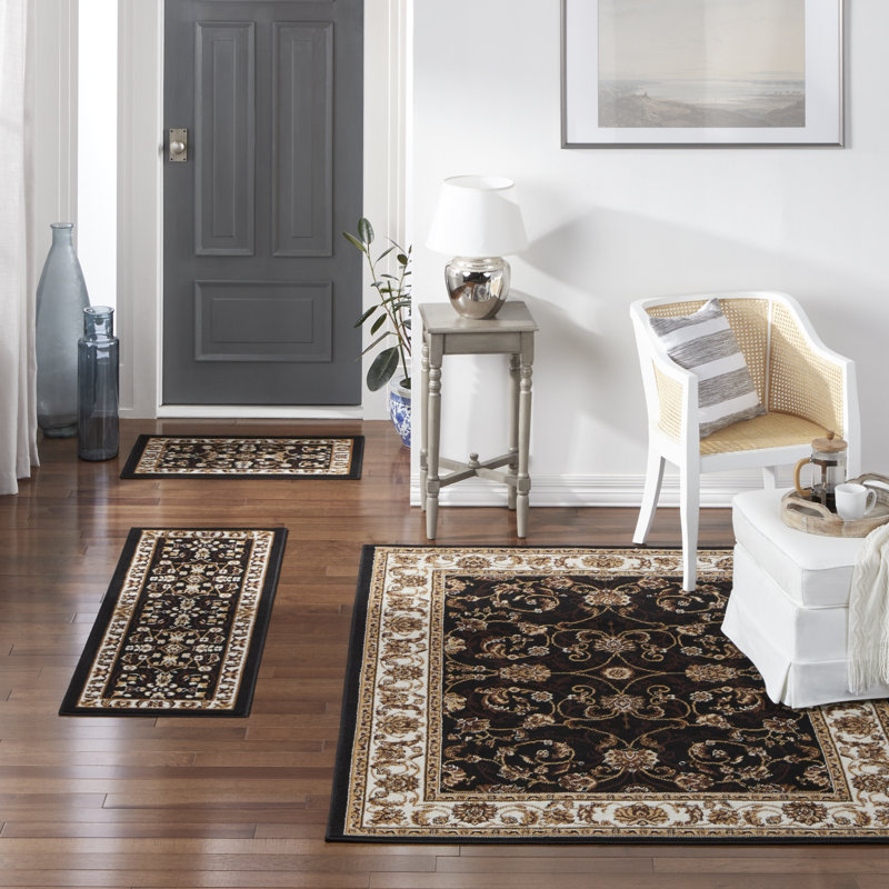 Ensemble de tapis oriental ébène / ivoire Gallaher