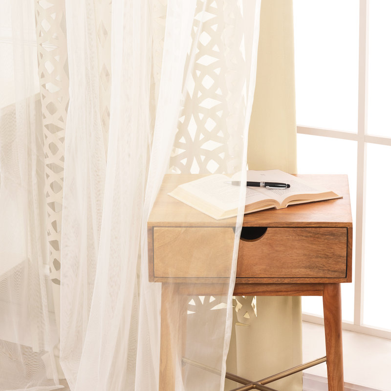 Polyester Trellis Laser Cut Out Curtains, Beige