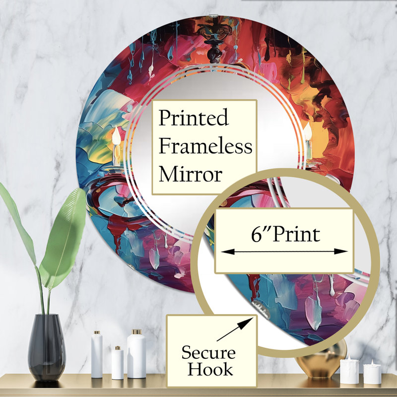 Fiarvayle - Miroir mural rond Glam, 32 po x 32 po