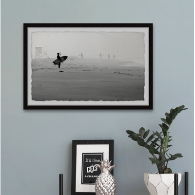 Foggy Beach Surfing - Single Picture Frame Print