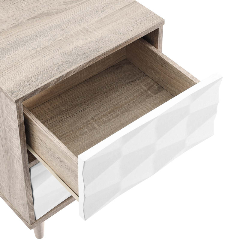 Modway Vespera 2-Drawer Nightstand, Oak/White