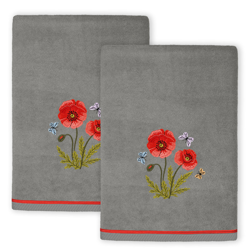 Ensemble de 2 serviettes de bain en coton turc, Gris anthracite