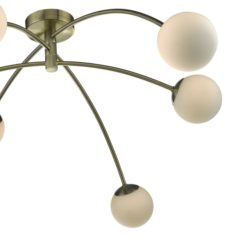 Silvia Glass Semi Flush Mount, Antique Brass