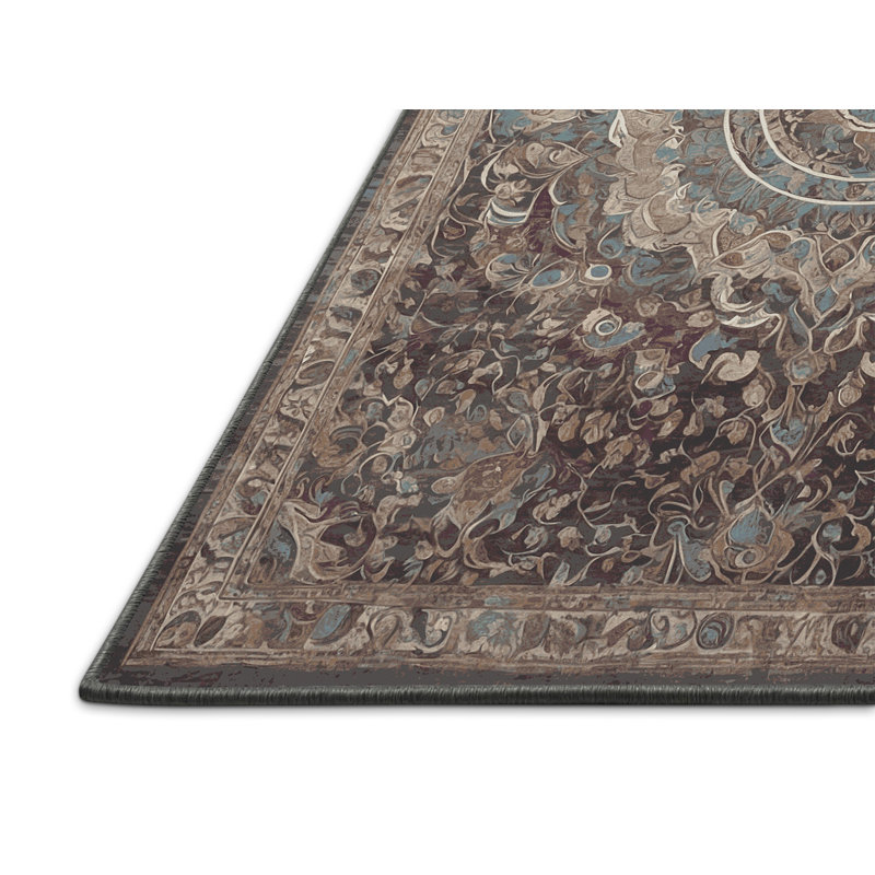 Tapis gris soyeux et moelleux, Rectangle 7 pi x 9 pi