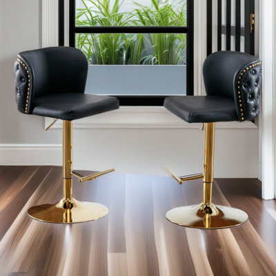 Swivel Barstools Adjusatble Seat Height, Modern PU Upholstered Bar Stools With The Whole Back Tufted, For Home Pub And Kitchen Island