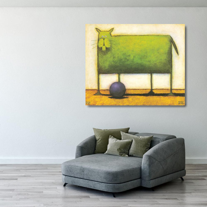 Chat avec balle, H 28 po x l 34 po