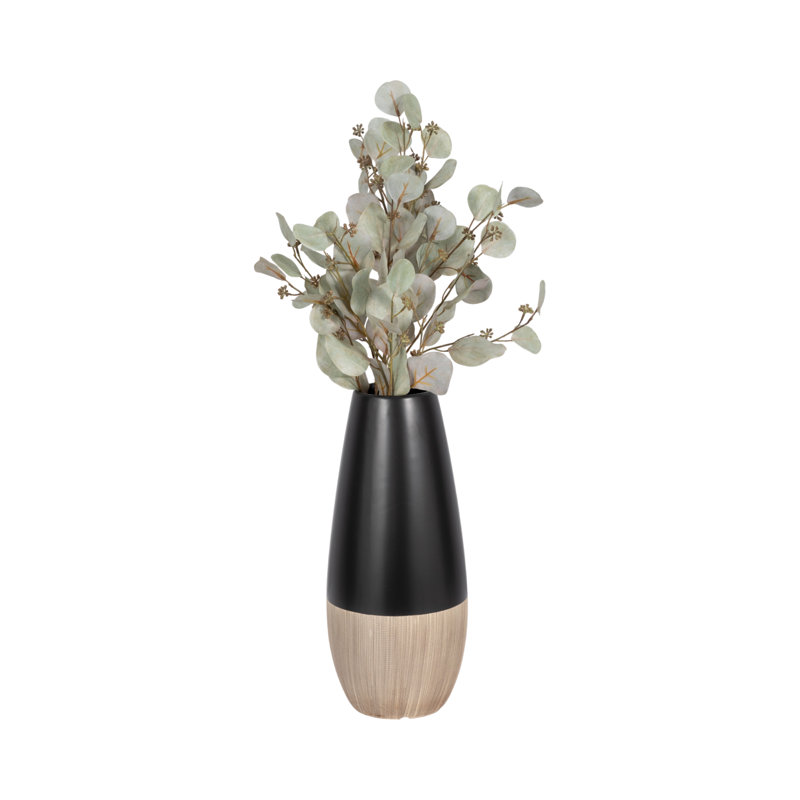 Modern Two-Tone Table Vase For Living Room - Decorative Tall Flower Vase for Tabletops, Office, Bedside, or Home Decor