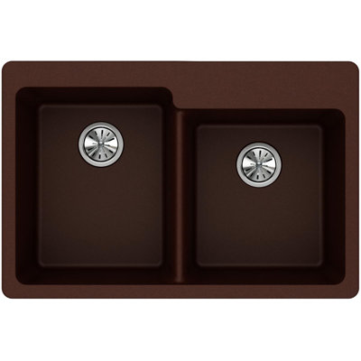 Évier de cuisine à double cuve à montage sur plan 33 po x 22 po x 9 1/2 po Quartz Classic