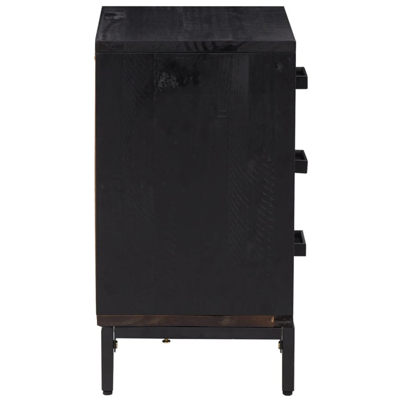 Szymanski 40cm W Solid Wood Bedside Table, Black, Black