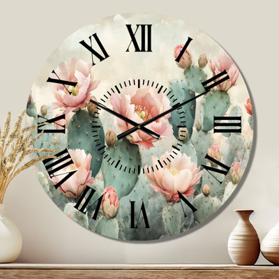 Horloge murale Blush Cactus Desert Bloom - Southwestern