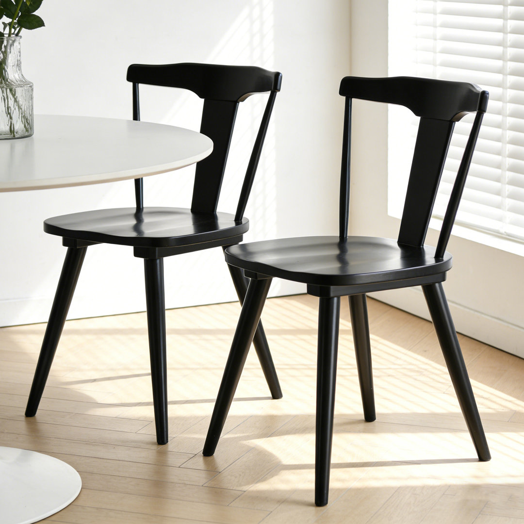 Brannagh 19.3" Wide Modern Scandinavian Solid Wood Dining Chair Y-Shaped Backrest (Set of 2) Kelly Clarkson Home 