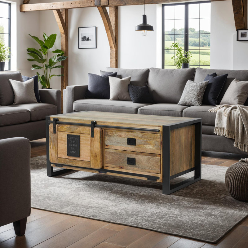 Everard Solid Wood Coffee Table with Storage