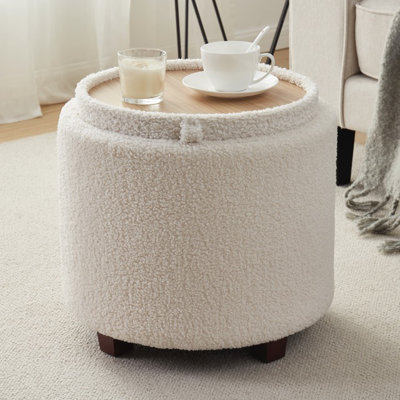 Repose-pieds rond avec couvercle et table basse réversible