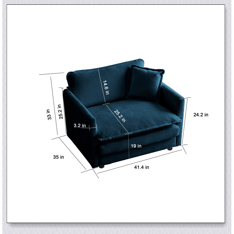 Luxueux ensemble de chaises d'appoint rembourrées en chenille, parfait pour ajouter confort et style à n'importe quel salon avec coussins décoratifs bleus