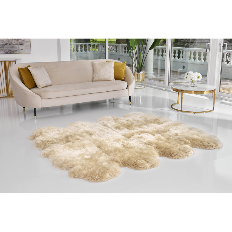 Adaline Solid Colour Sheepskin 180cm X 200cm Area Rug