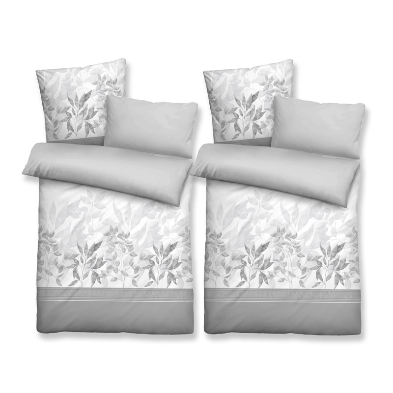 100% Cotton Reversible 6 Piece Duvet Cover Set, 2x 155x220 cm + 2x 40x80 cm + 2x 80x80 cm, Grey