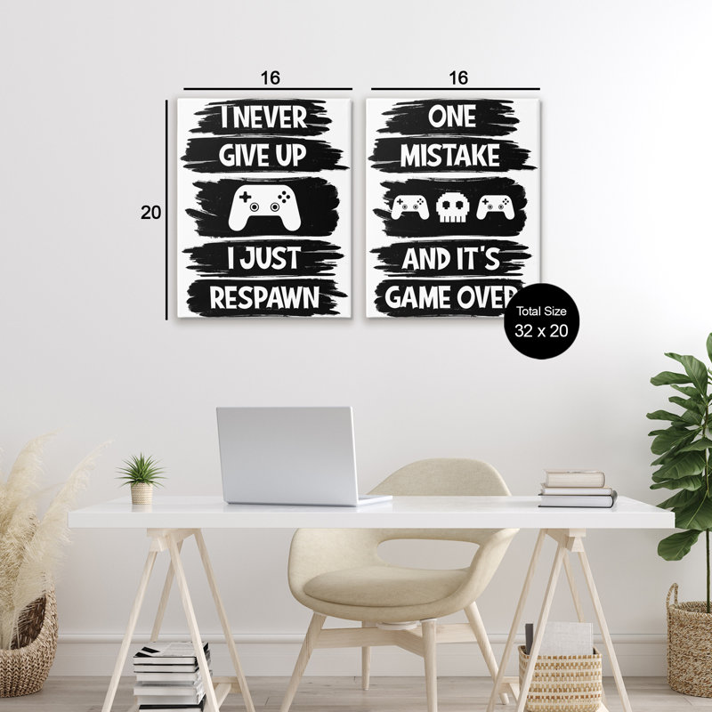 Motivation, ensemble de 2 phrases sur toile, par Marcus Prime, H 20 po x l 32 po