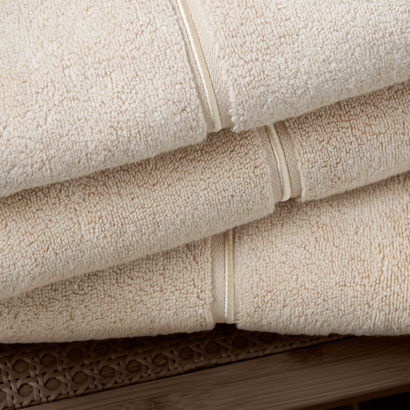 Zero Twist Satin Stitch 100% Cotton Hand Towel, Natural