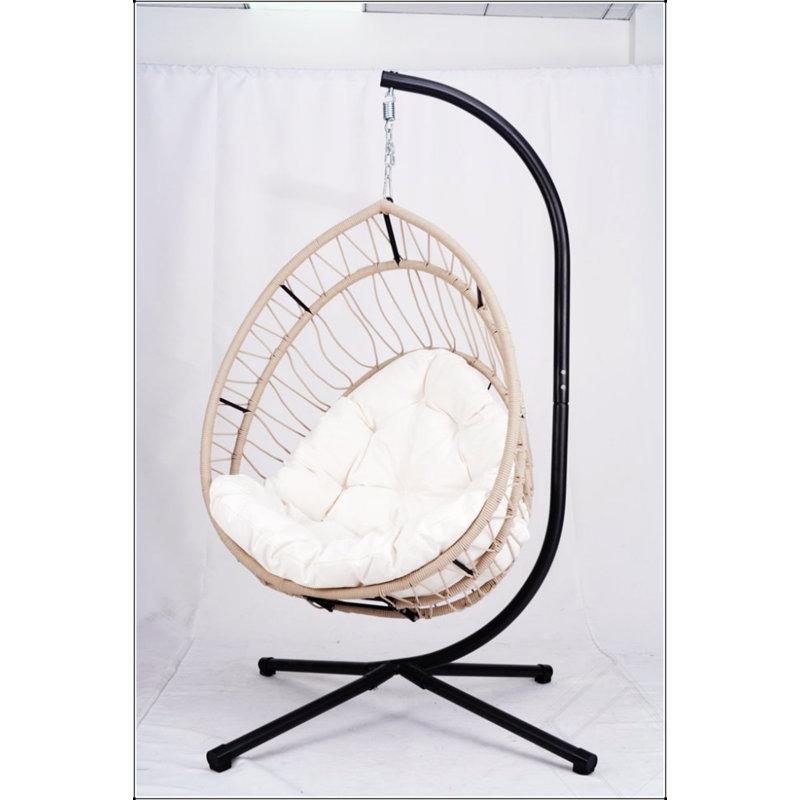 Fauteuil suspendu d'extérieur en forme d'œuf avec support, balancelle de patio en forme d'œuf, chaise berçante d'intérieur, hamac d'extérieur en forme d'œuf