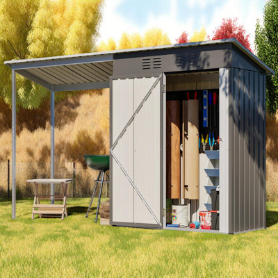 Durable 5x3FT Galvanized Steel 2-in-1 Shed & Gazebo Combo for Outdoor Storage and Activities