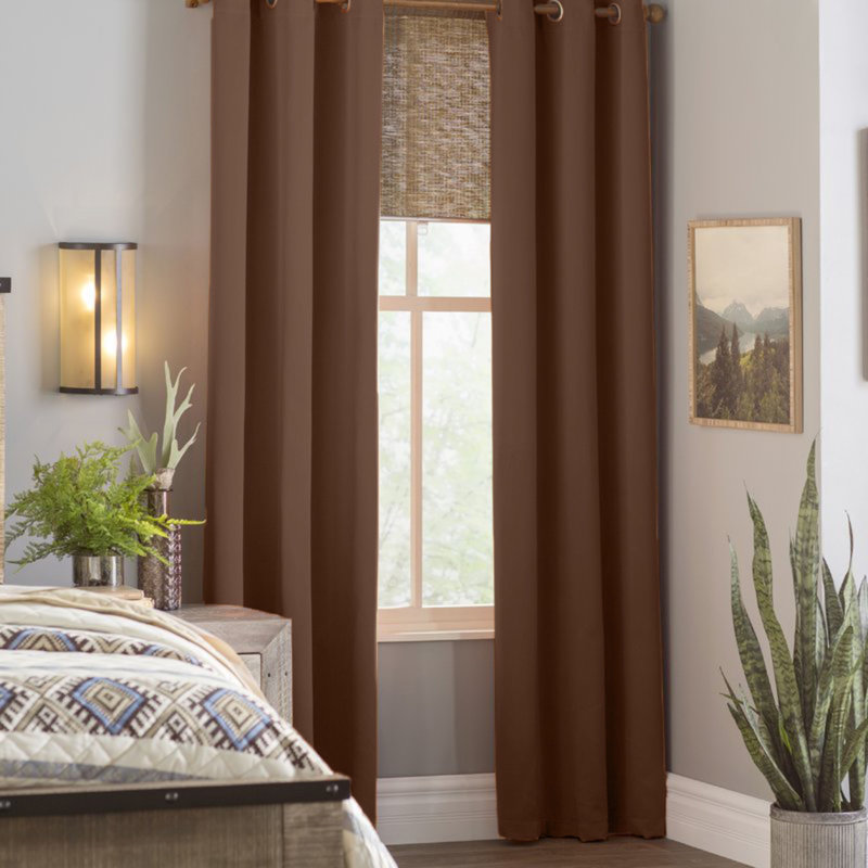 Crispin Blackout Curtains / Drapes Pair, Chocolate