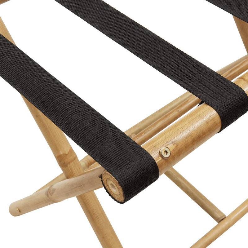 Vidaxl Bamboo Folding Luggage Rack with Two Shelves