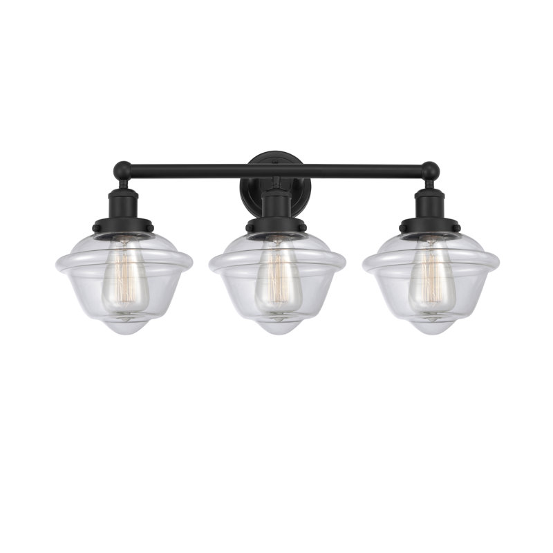 Éclairage pour meuble-lavabo à 3 lumières à intensité variable Grourke, Noir mat, Transparent