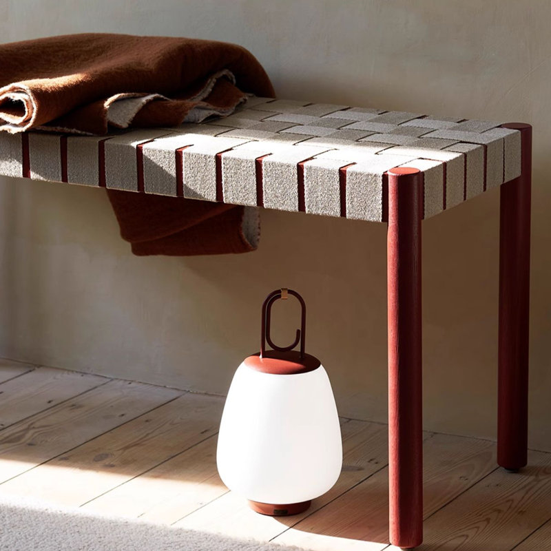 Banc tabouret en bois massif, Rouge / Blanc