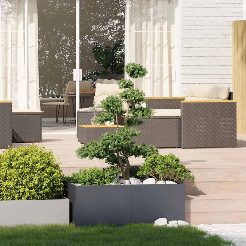 Planter 100X100Cm Steel, Anthracite, 40cm H x 100cm W x 100cm D