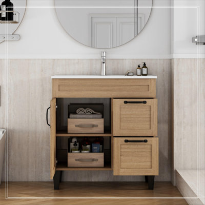 Meuble-lavabo avec lavabo, 2 portes et 2 grands tiroirs