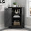 Armoire de rangement en coin noire avec plateau réglable-883682