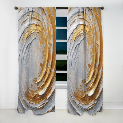 Gold And Cream Enchanted Whirls II - Spirals Curtain - Blackout Abstract Curtain - 1 Panels