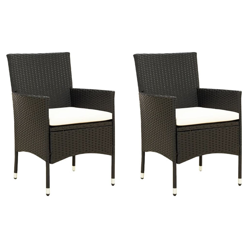 Chaise de patio avec coussin, Noir / brun, Blanc
