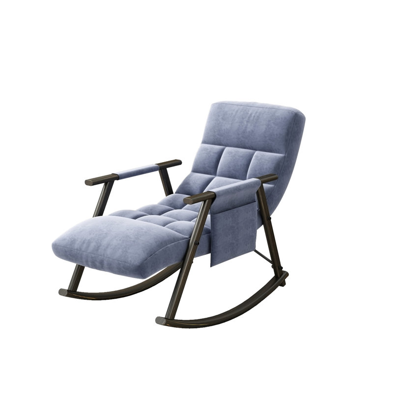 Casual Folding Rocking Chair Upholstered, Blue