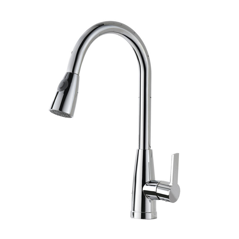 Robinet d'évier de cuisine à poignée simple en acier inoxydable avec bec pivotant sur 360 ° Topcraft, Chrome chrome