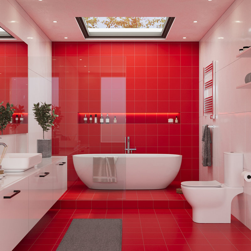 Monocolor Premium 7-7/8 In. X 7-7/8 In. Ceramic Floor And Wall Tile, Red