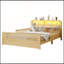 Structure de lit double en rotin avec lumières DEL et tête de lit à rangement, lit plateforme double avec barrières de sécurité pour enfants, naturel-129171782