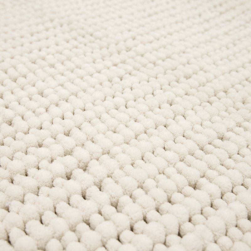 Wagnon Plush Memory Foam Stain/Fade Resistant Non-Slip Machine Washable Bath Mat, Parchment, 20" W x 34" L