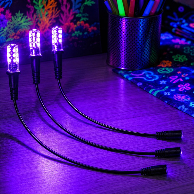 12-Volt LED Blacklight Bulbs with Cable Sockets